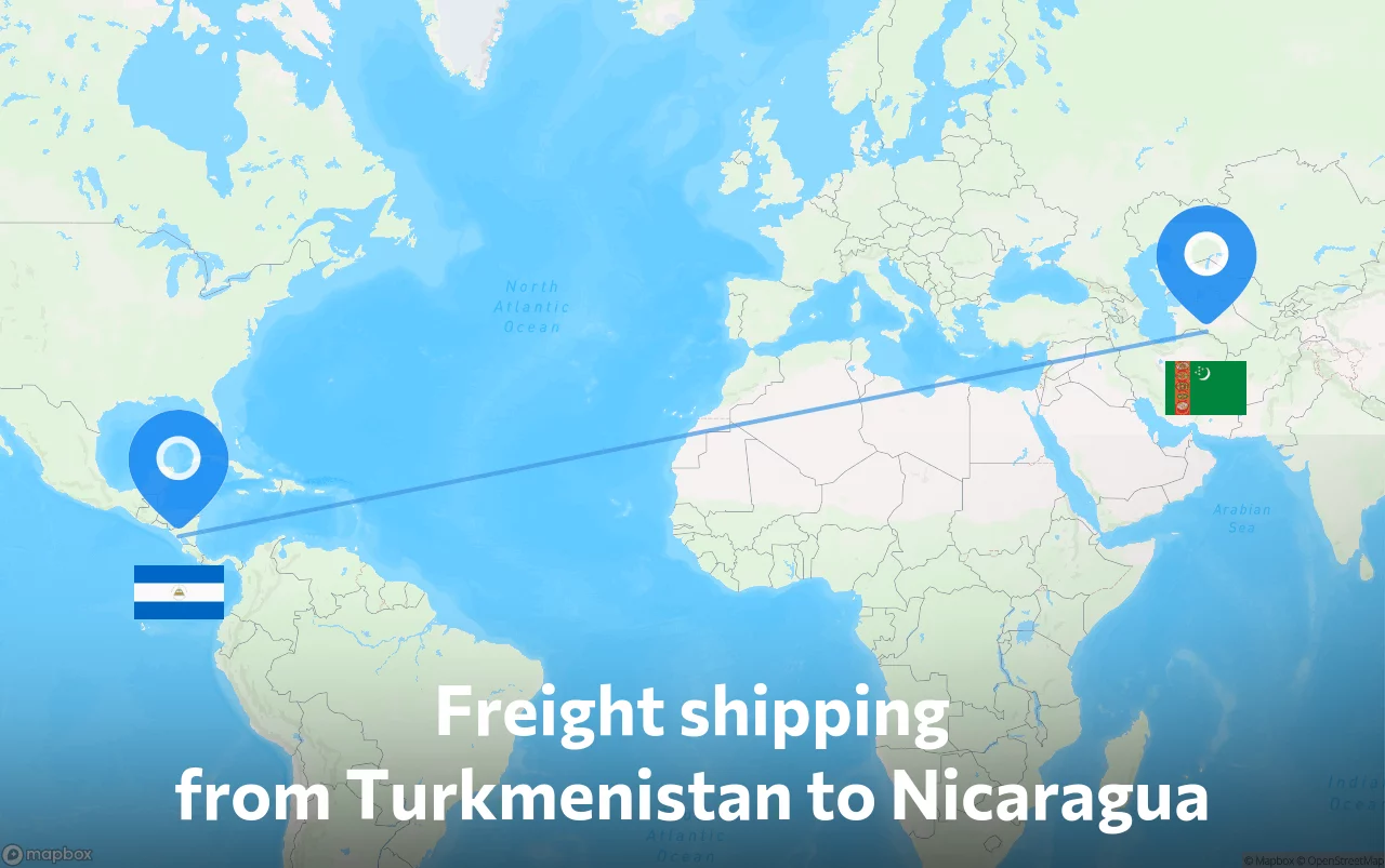 Shipping route from Turkmenistan to Nicaragua