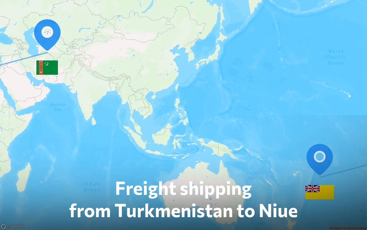 Shipping route from Turkmenistan to Niue