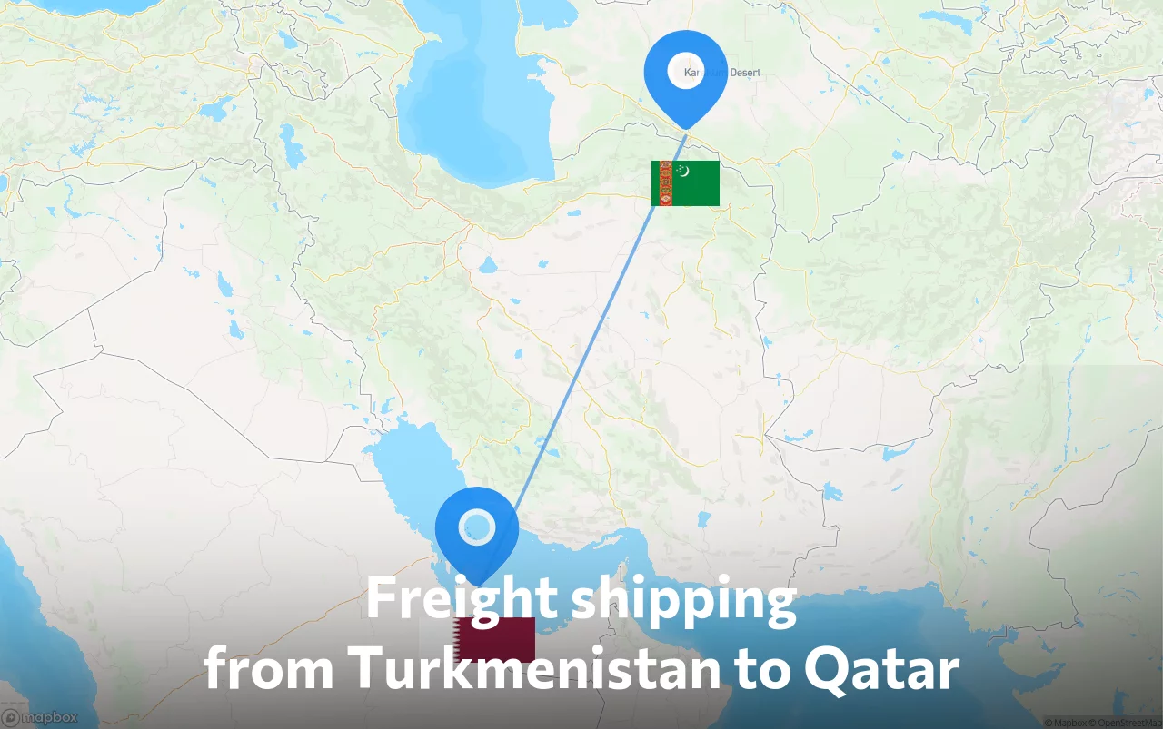 Shipping route from Turkmenistan to Qatar