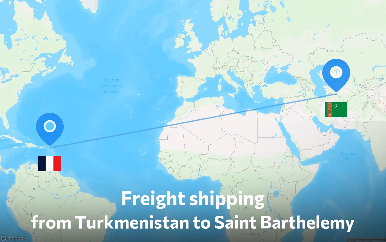 Shipping route from Turkmenistan to Saint Barthelemy