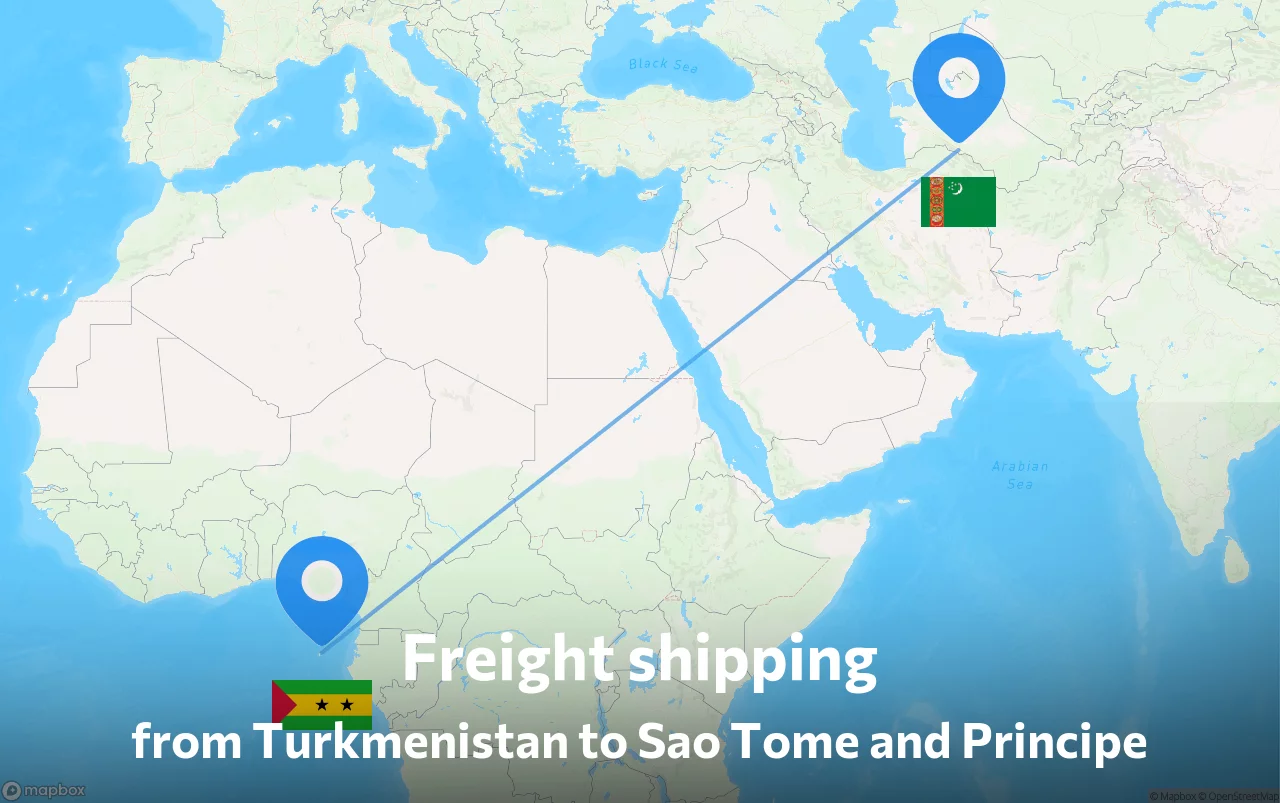 Shipping route from Turkmenistan to Sao Tome and Principe