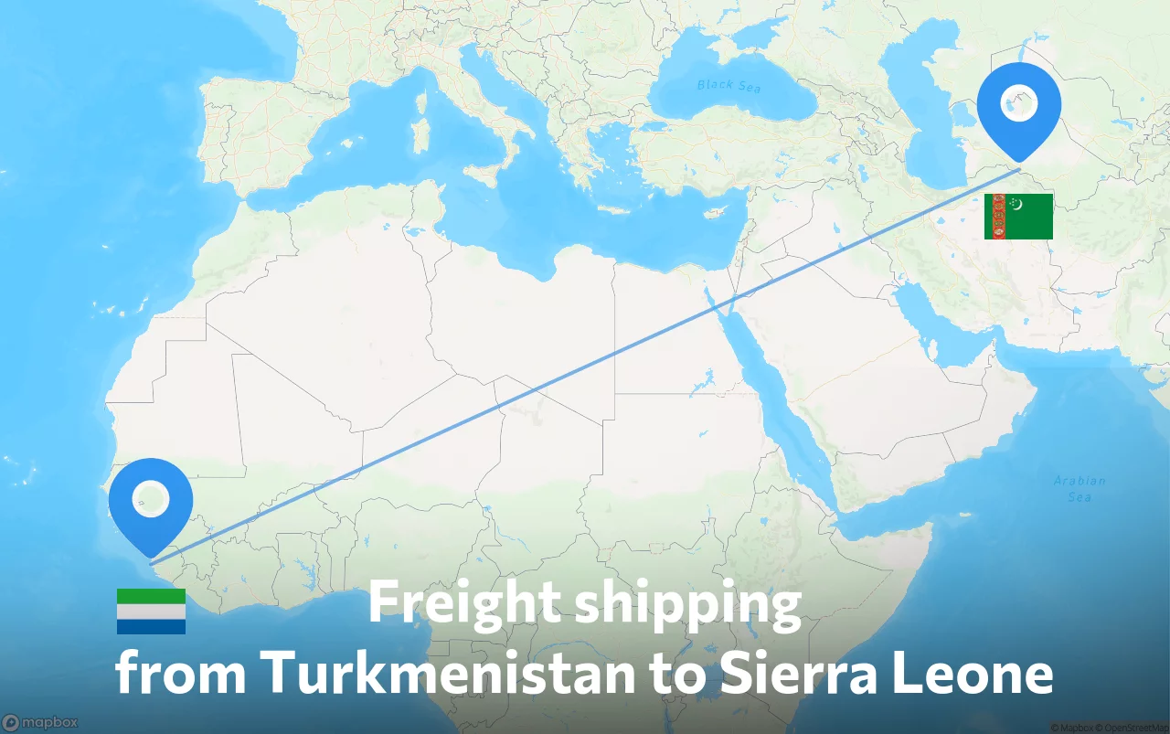 Shipping route from Turkmenistan to Sierra Leone