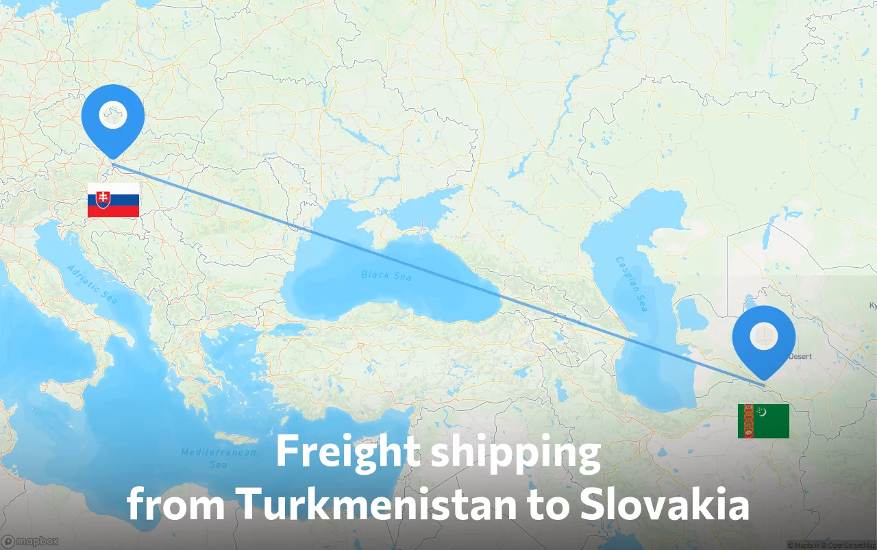 Shipping route from Turkmenistan to Slovakia