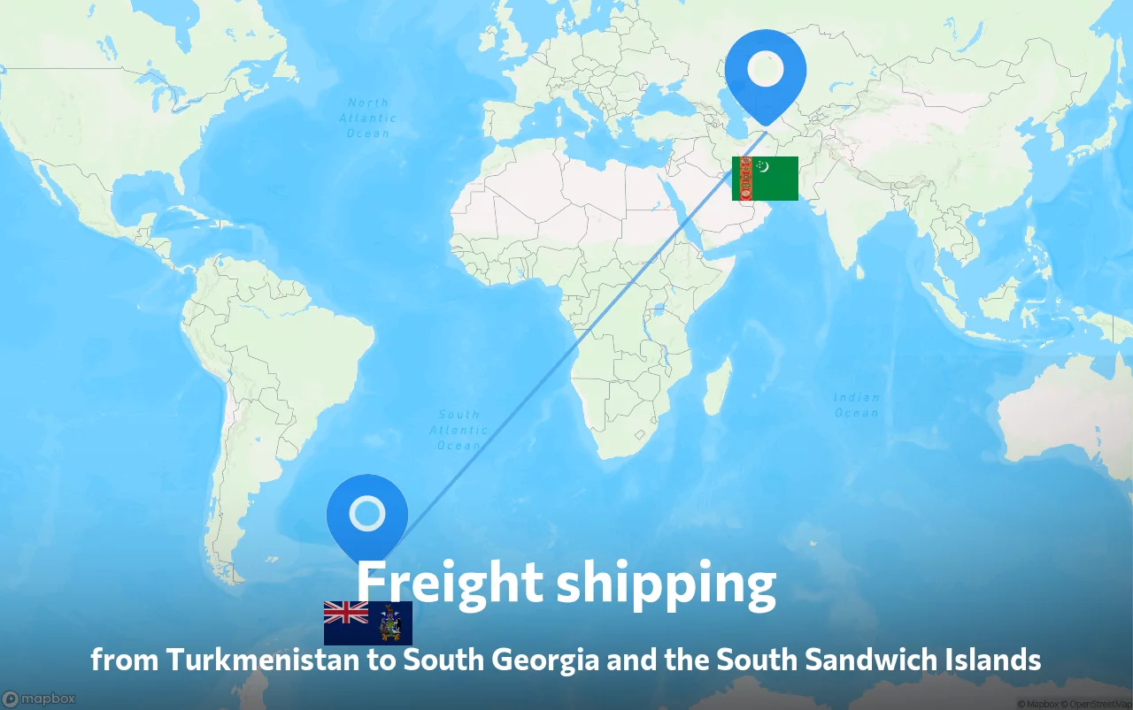 Shipping route from Turkmenistan to South Georgia and the South Sandwich Islands