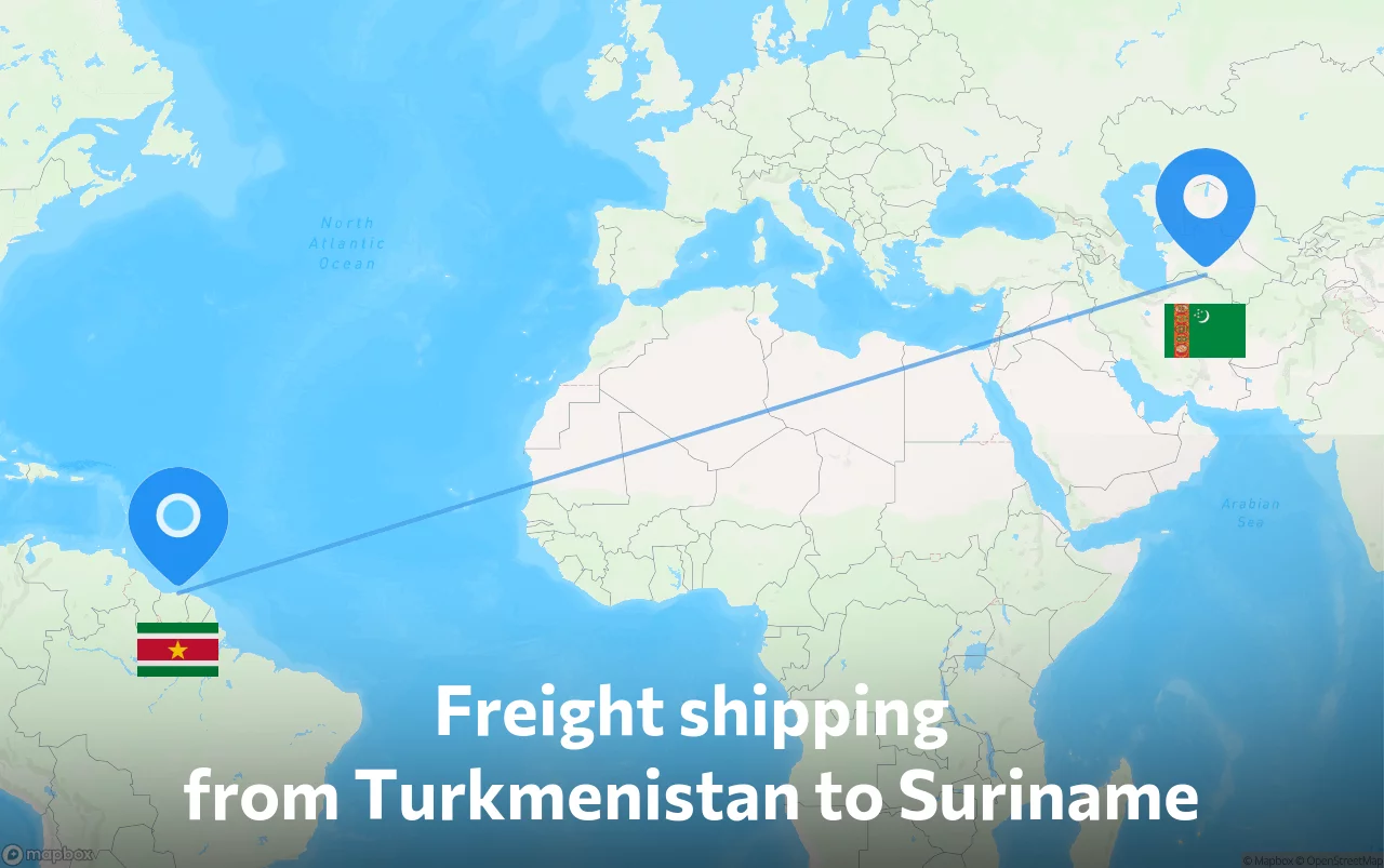 Shipping route from Turkmenistan to Suriname