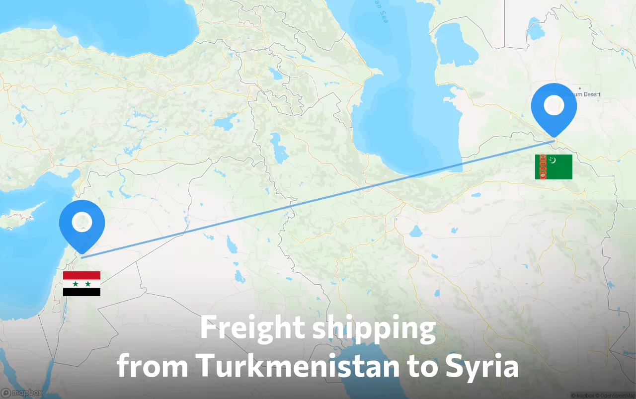 Shipping route from Turkmenistan to Syria
