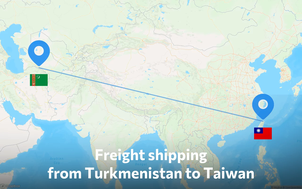 Shipping route from Turkmenistan to Taiwan
