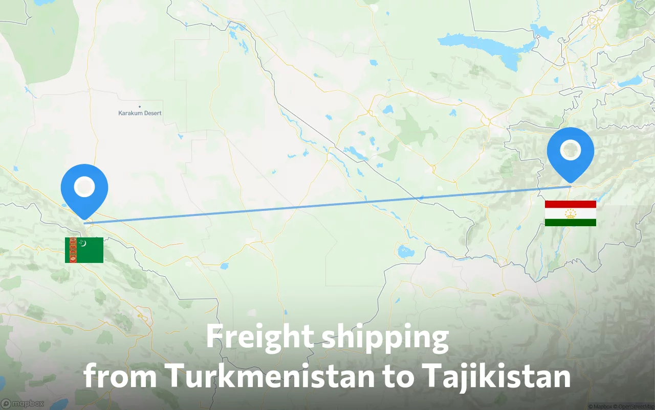 Shipping route from Turkmenistan to Tajikistan