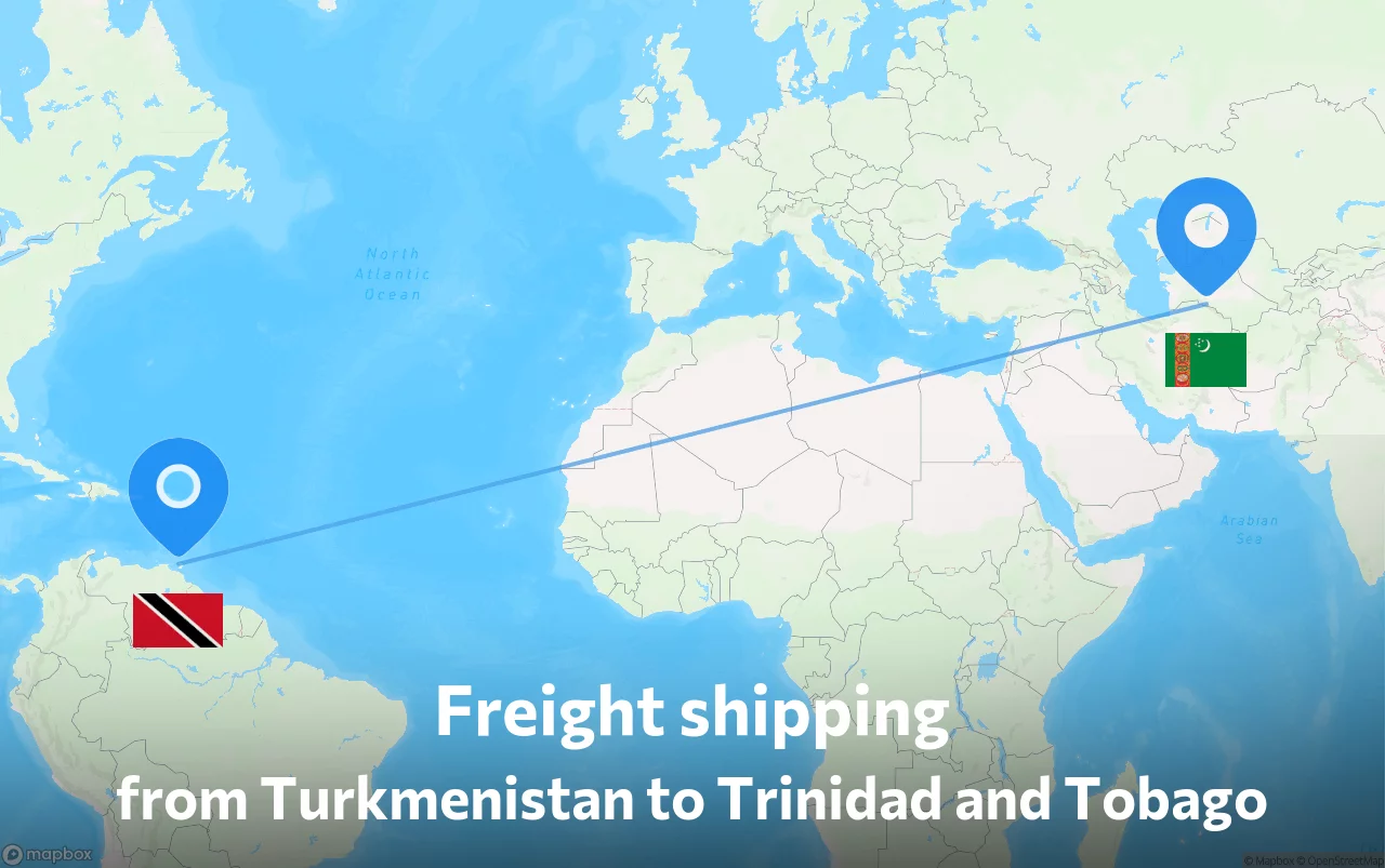 Shipping route from Turkmenistan to Trinidad and Tobago