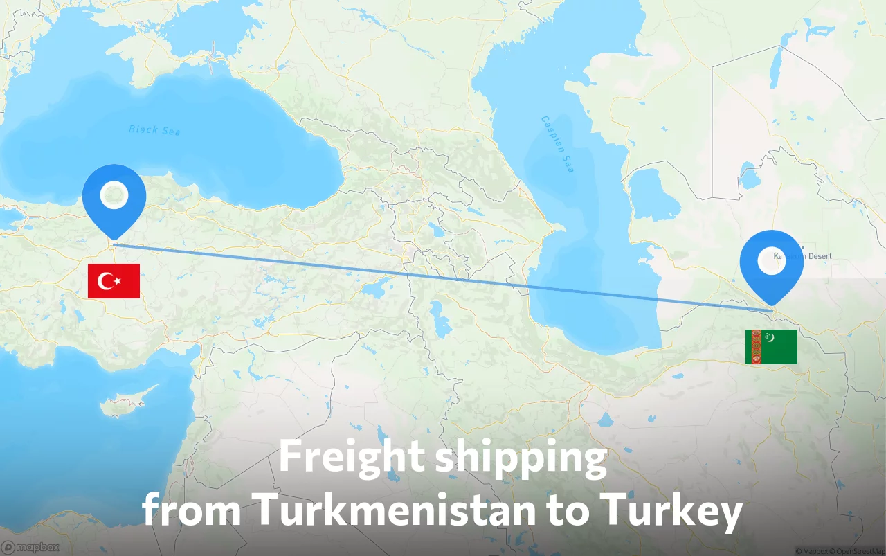 Shipping route from Turkmenistan to Turkey