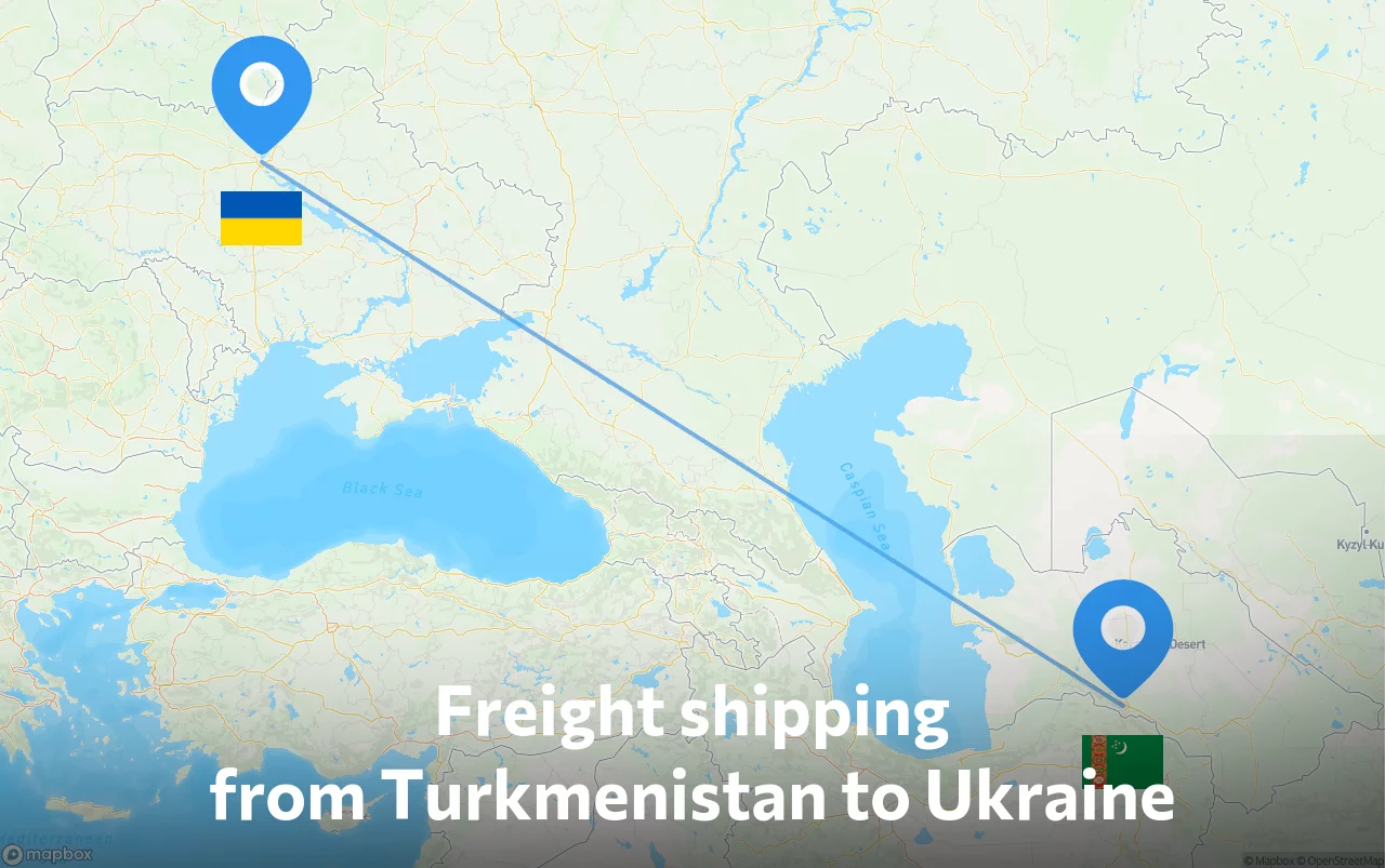 Shipping route from Turkmenistan to Ukraine