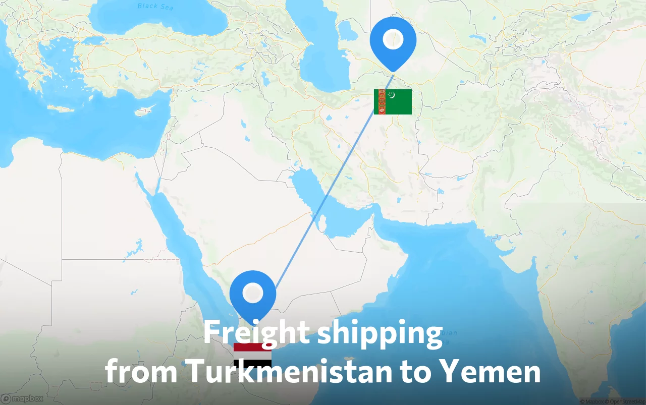Shipping route from Turkmenistan to Yemen