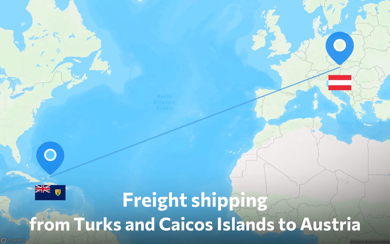 Shipping route from Turks and Caicos Islands to Austria