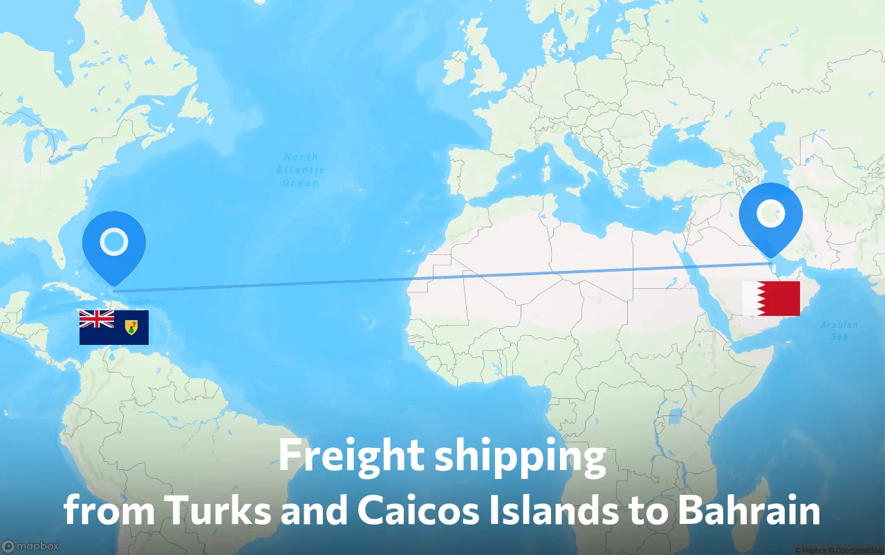 Shipping route from Turks and Caicos Islands to Bahrain