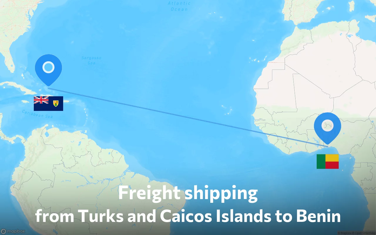 Shipping route from Turks and Caicos Islands to Benin