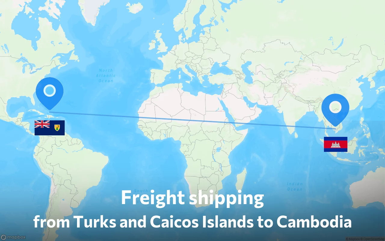 Shipping route from Turks and Caicos Islands to Cambodia