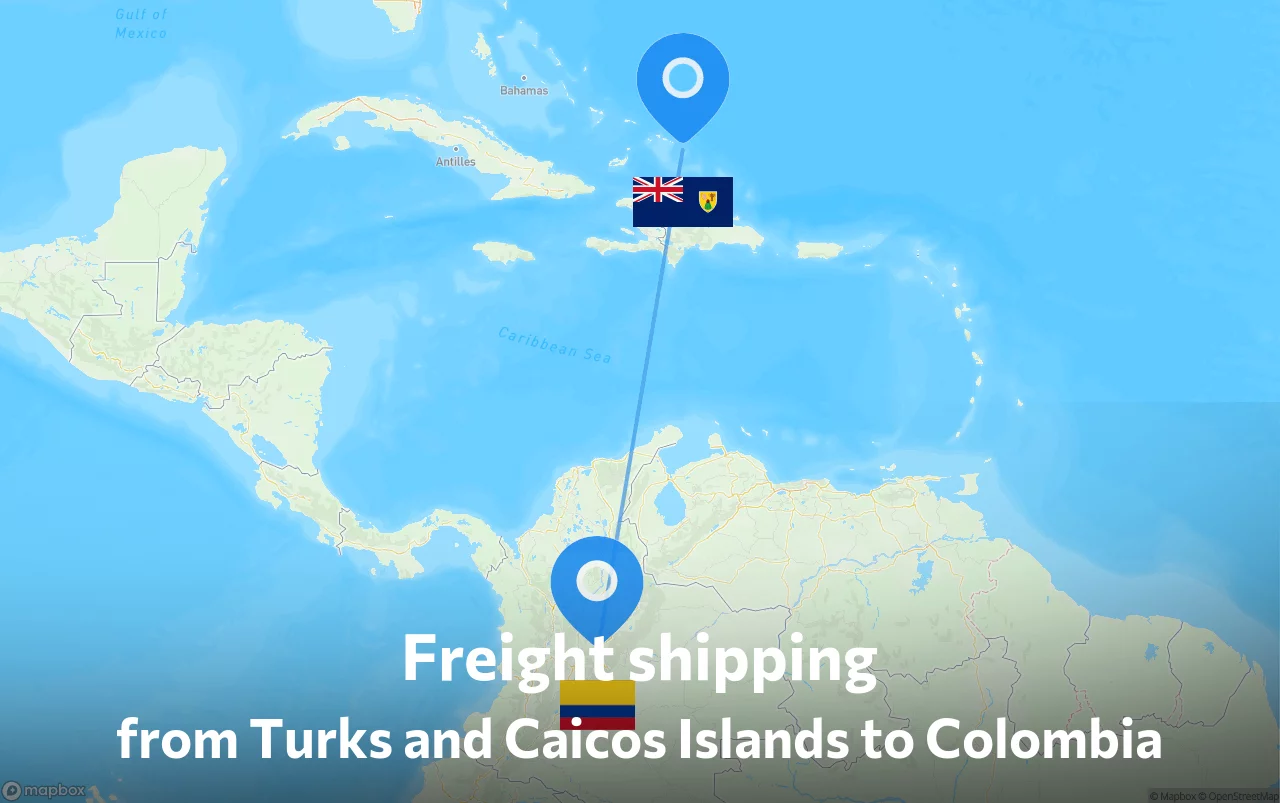 Shipping route from Turks and Caicos Islands to Colombia