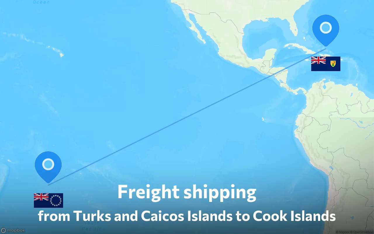 Shipping route from Turks and Caicos Islands to Cook Islands