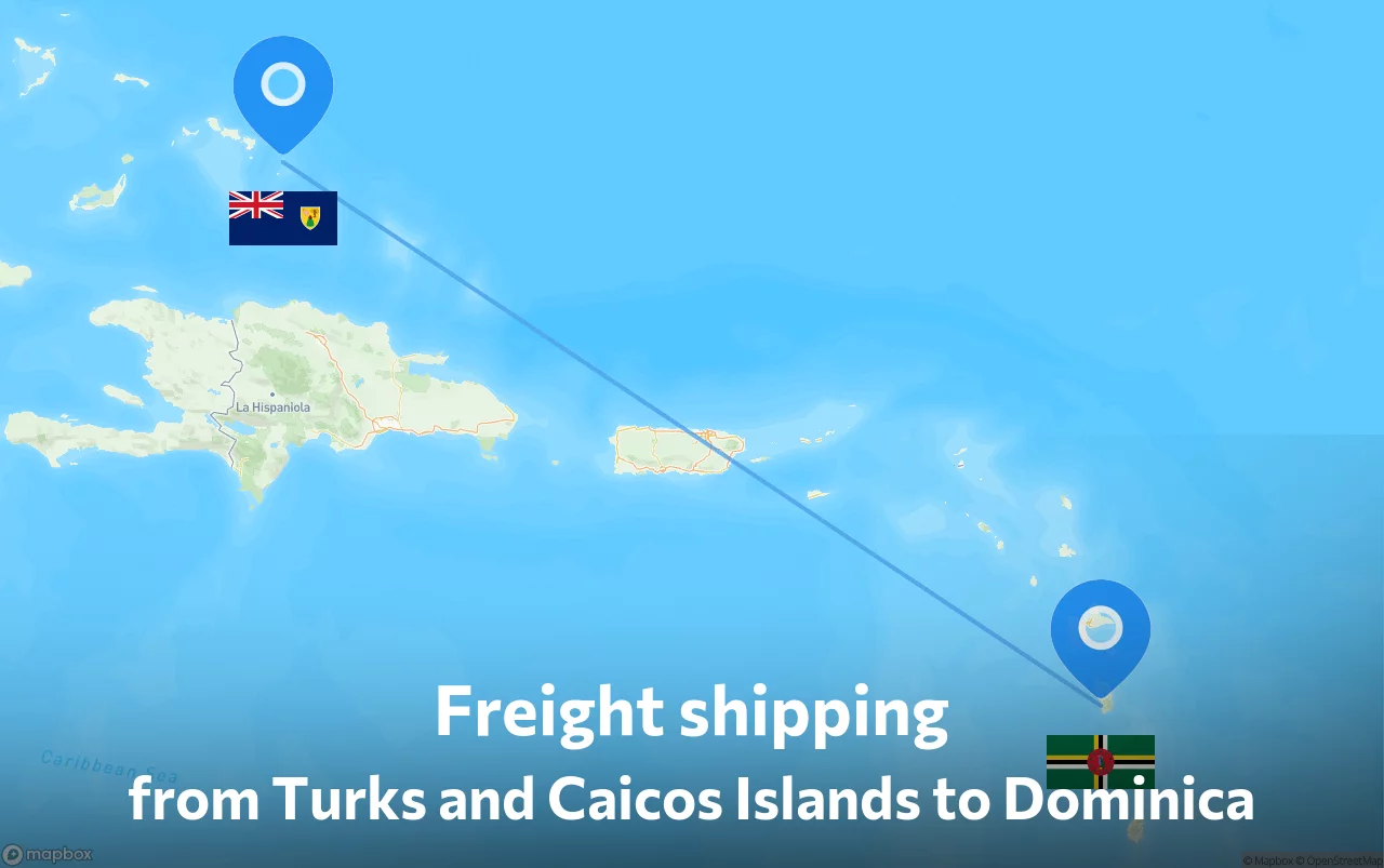 Shipping route from Turks and Caicos Islands to Dominica