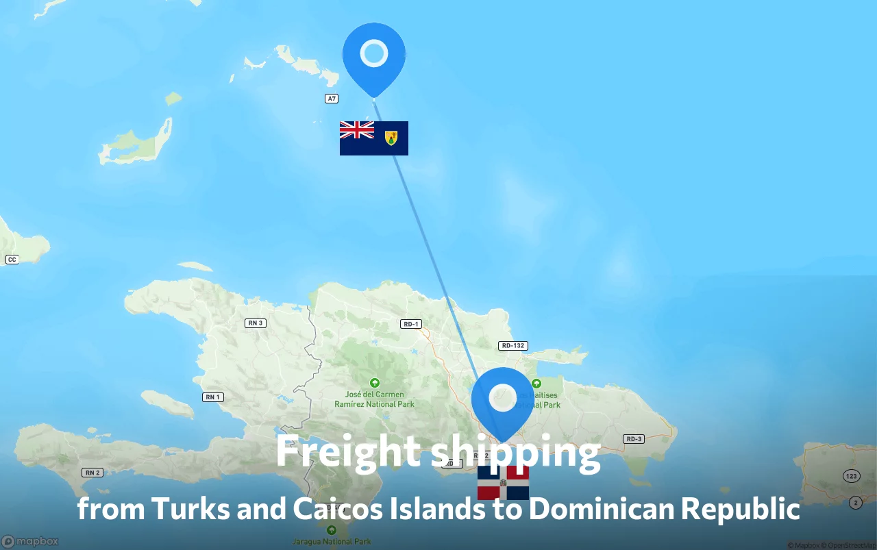 Shipping route from Turks and Caicos Islands to Dominican Republic