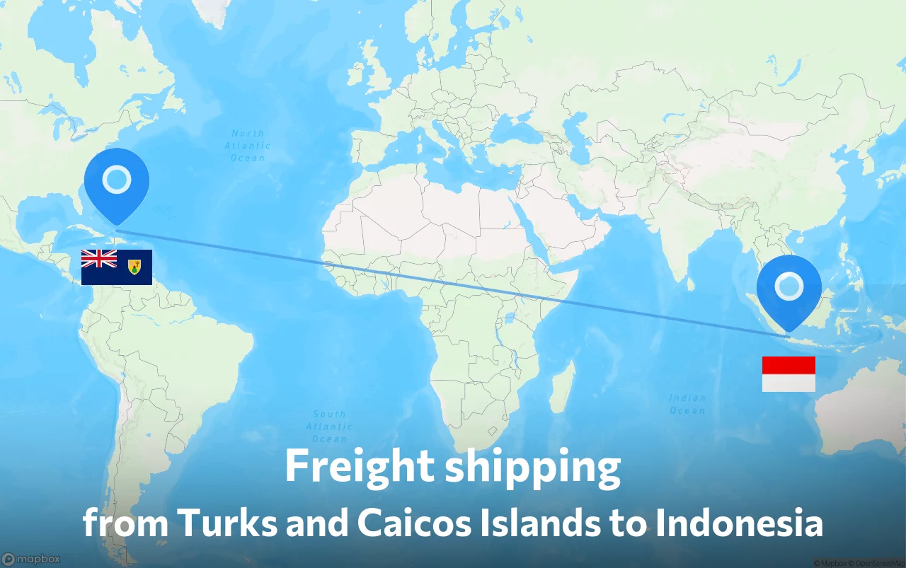 Shipping route from Turks and Caicos Islands to Indonesia