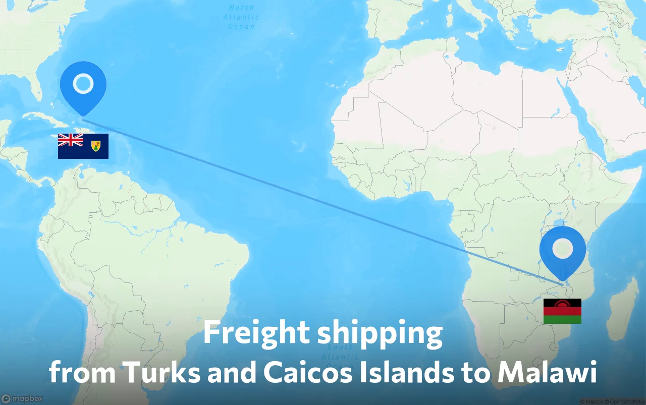 Shipping route from Turks and Caicos Islands to Malawi