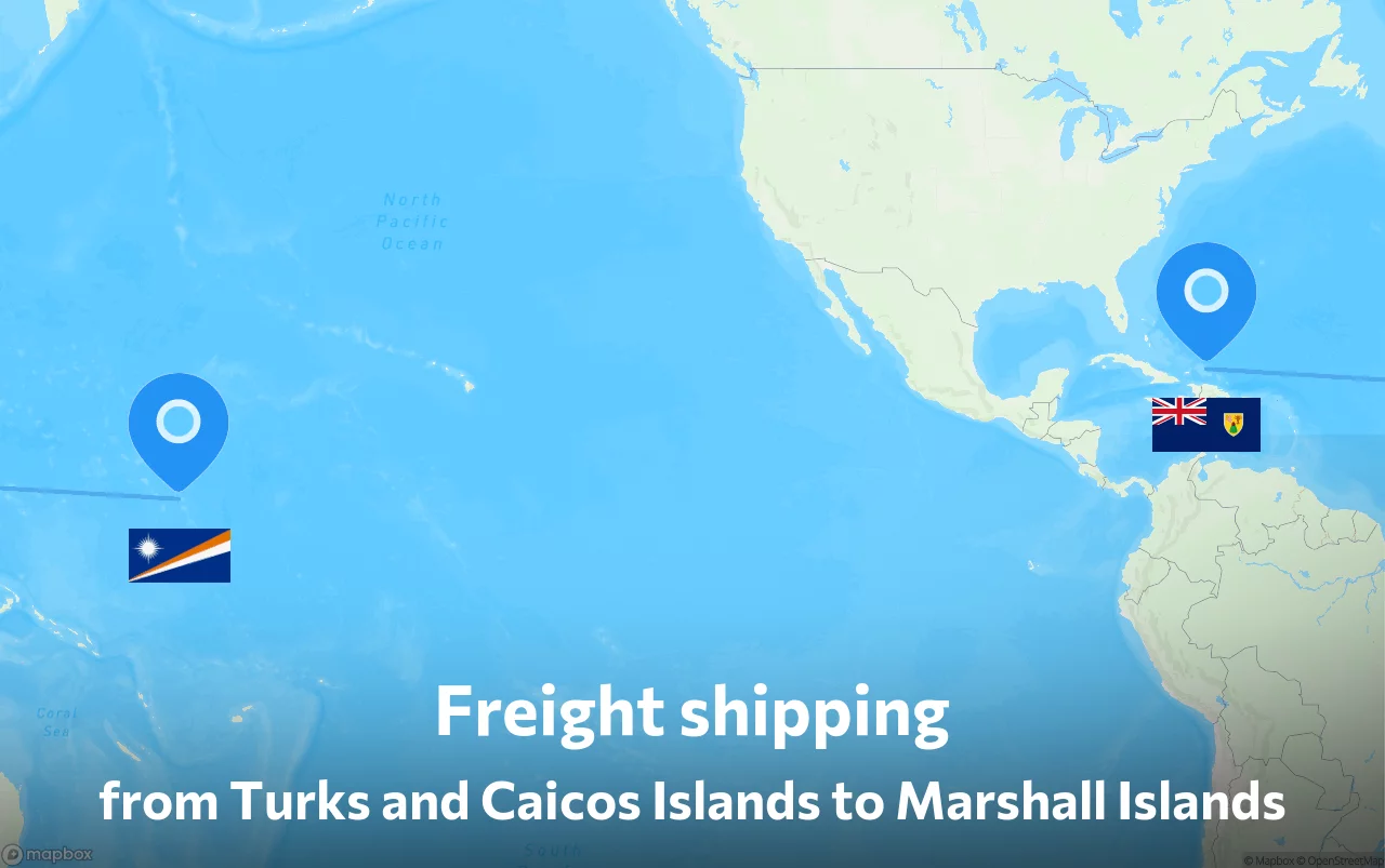 Shipping route from Turks and Caicos Islands to Marshall Islands
