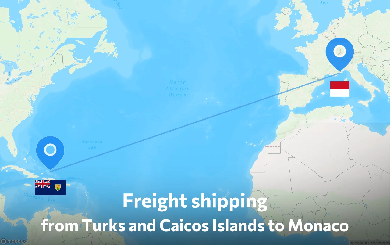 Shipping route from Turks and Caicos Islands to Monaco