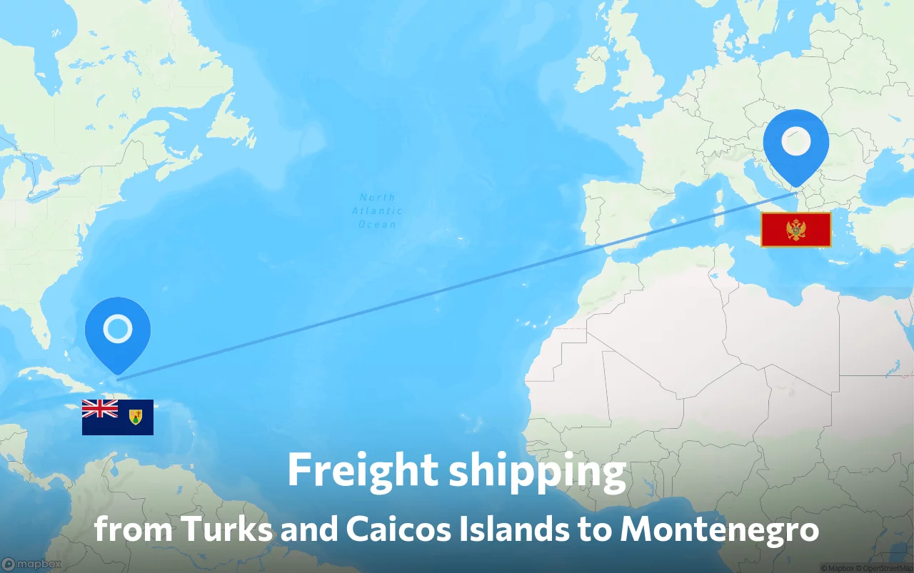 Shipping route from Turks and Caicos Islands to Montenegro