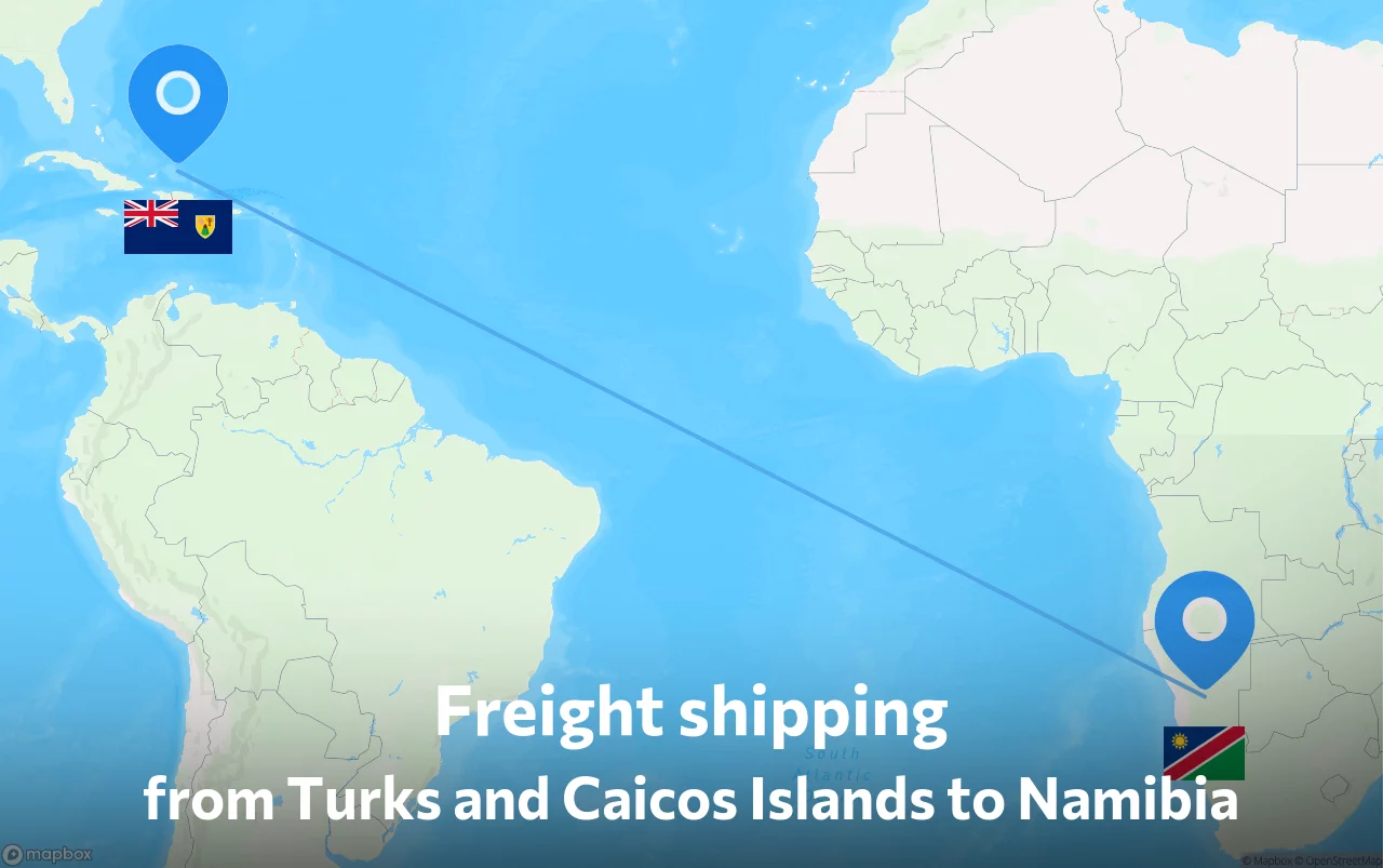 Shipping route from Turks and Caicos Islands to Namibia