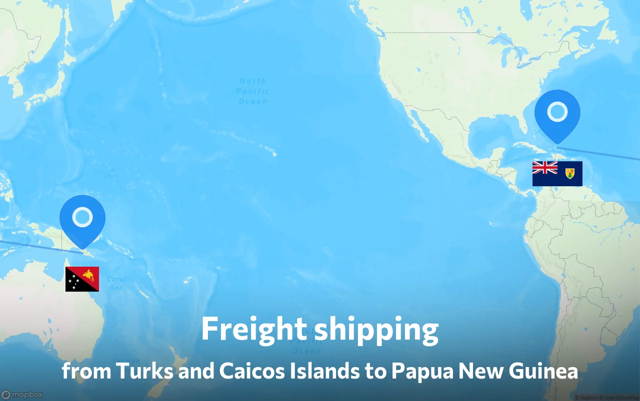 Shipping route from Turks and Caicos Islands to Papua New Guinea