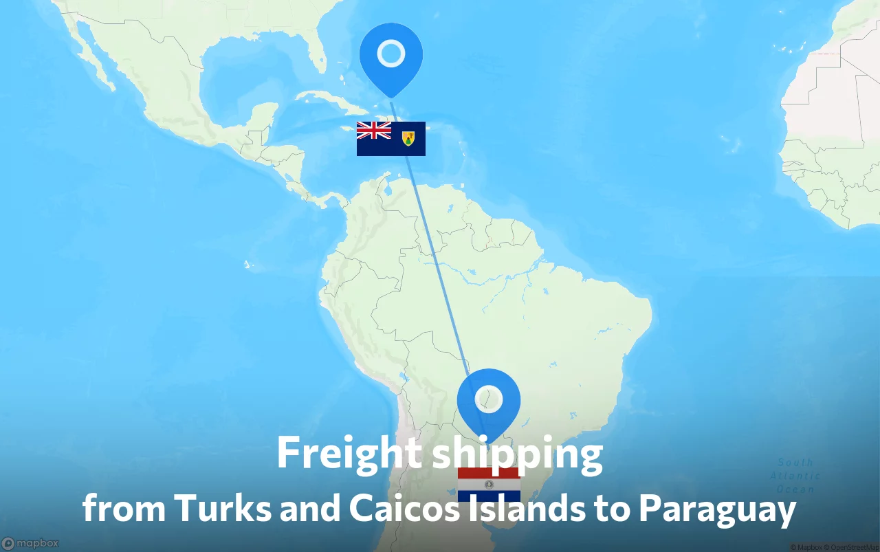Shipping route from Turks and Caicos Islands to Paraguay