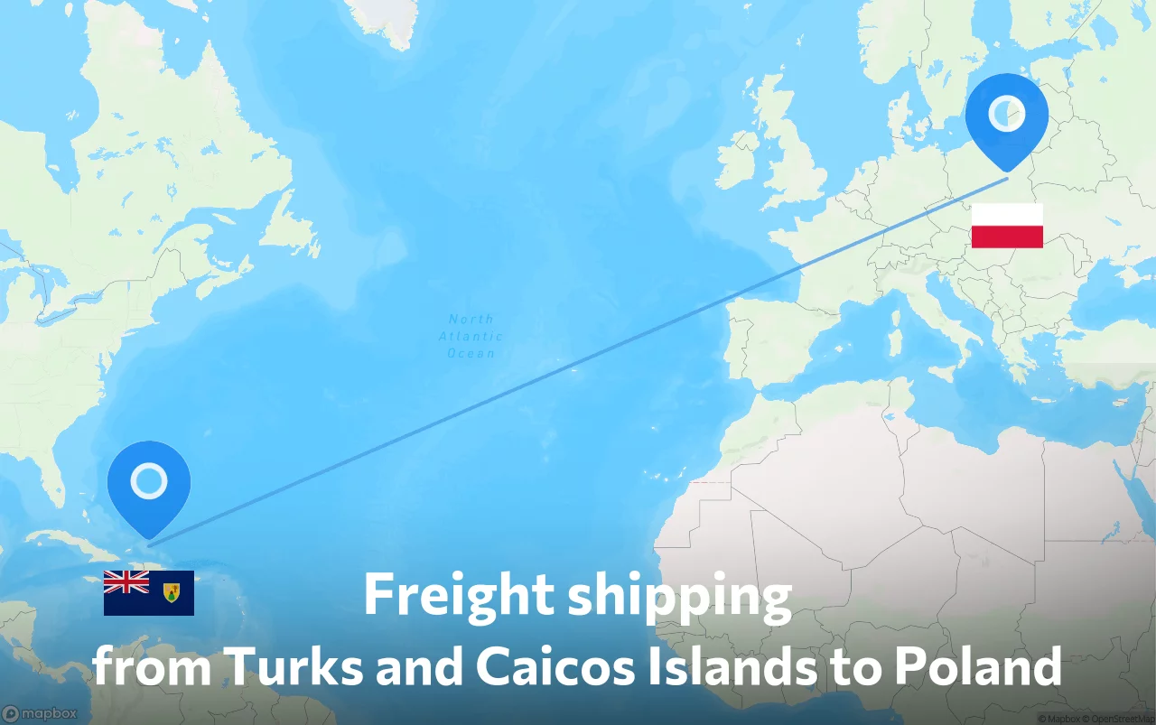 Shipping route from Turks and Caicos Islands to Poland