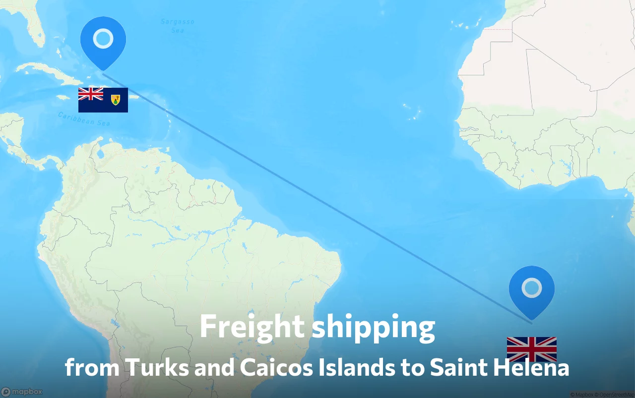 Shipping route from Turks and Caicos Islands to Saint Helena