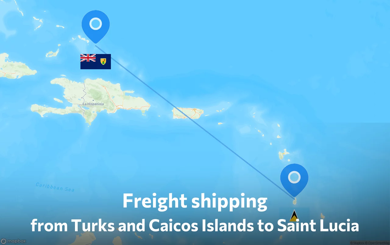 Shipping route from Turks and Caicos Islands to Saint Lucia
