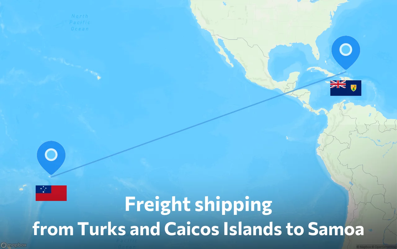 Shipping route from Turks and Caicos Islands to Samoa
