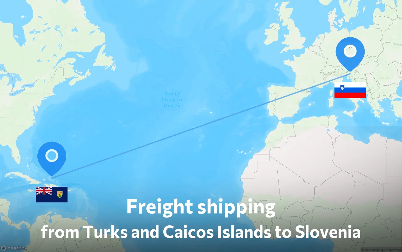 Shipping route from Turks and Caicos Islands to Slovenia