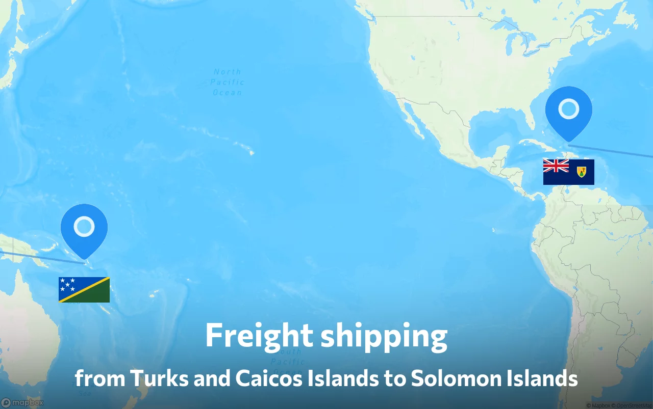 Shipping route from Turks and Caicos Islands to Solomon Islands