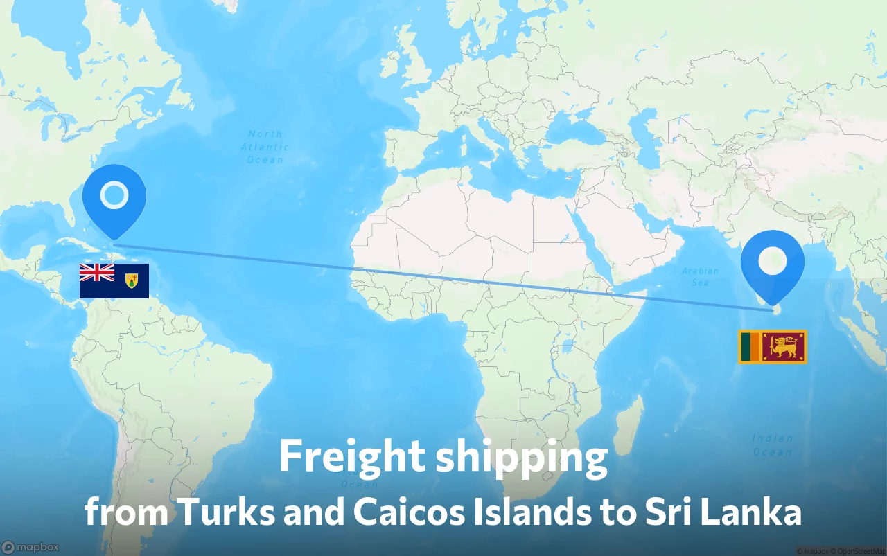 Shipping route from Turks and Caicos Islands to Sri Lanka
