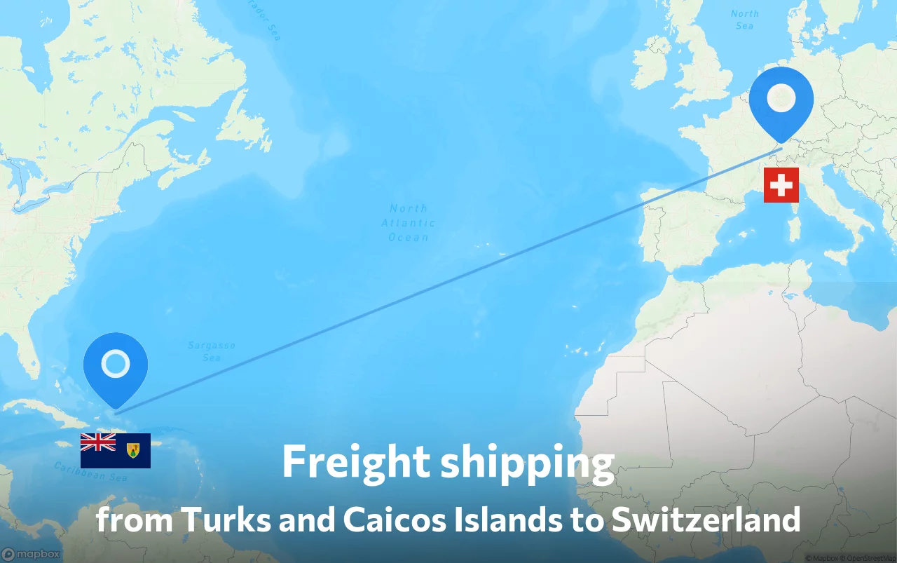 Shipping route from Turks and Caicos Islands to Switzerland