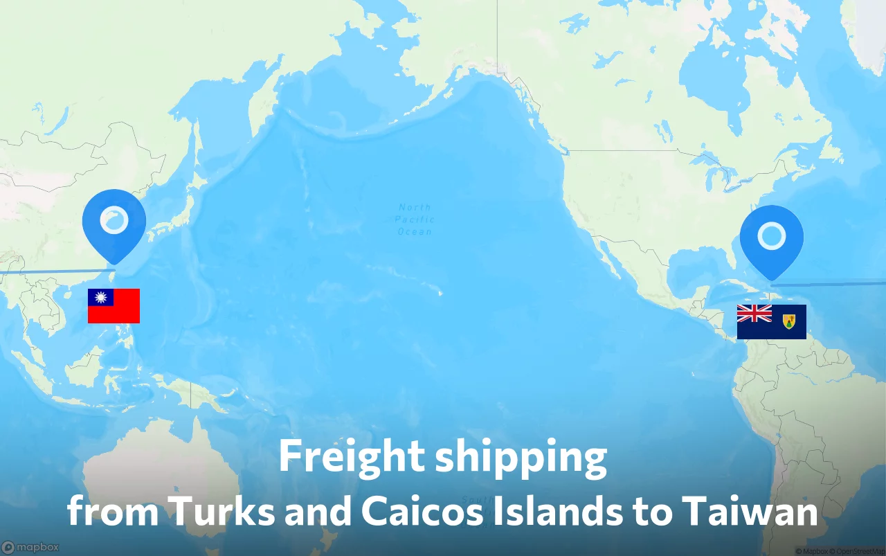 Shipping route from Turks and Caicos Islands to Taiwan
