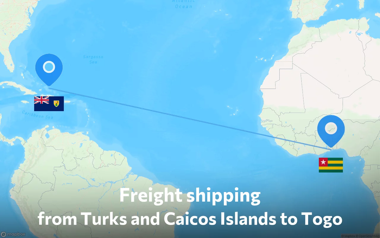 Shipping route from Turks and Caicos Islands to Togo