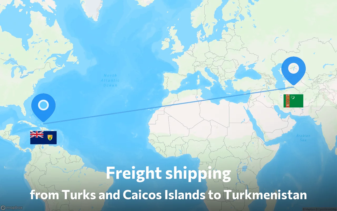 Shipping route from Turks and Caicos Islands to Turkmenistan