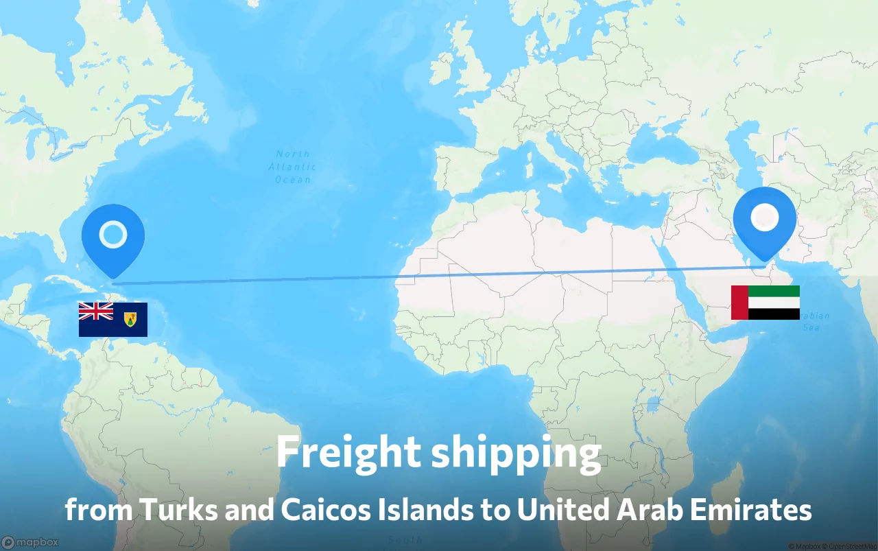 Shipping route from Turks and Caicos Islands to United Arab Emirates