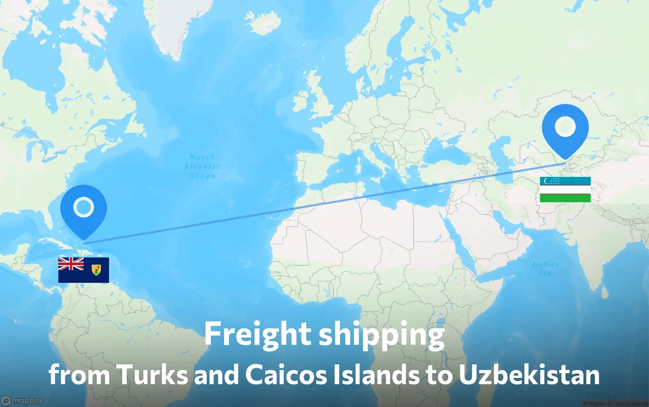 Shipping route from Turks and Caicos Islands to Uzbekistan