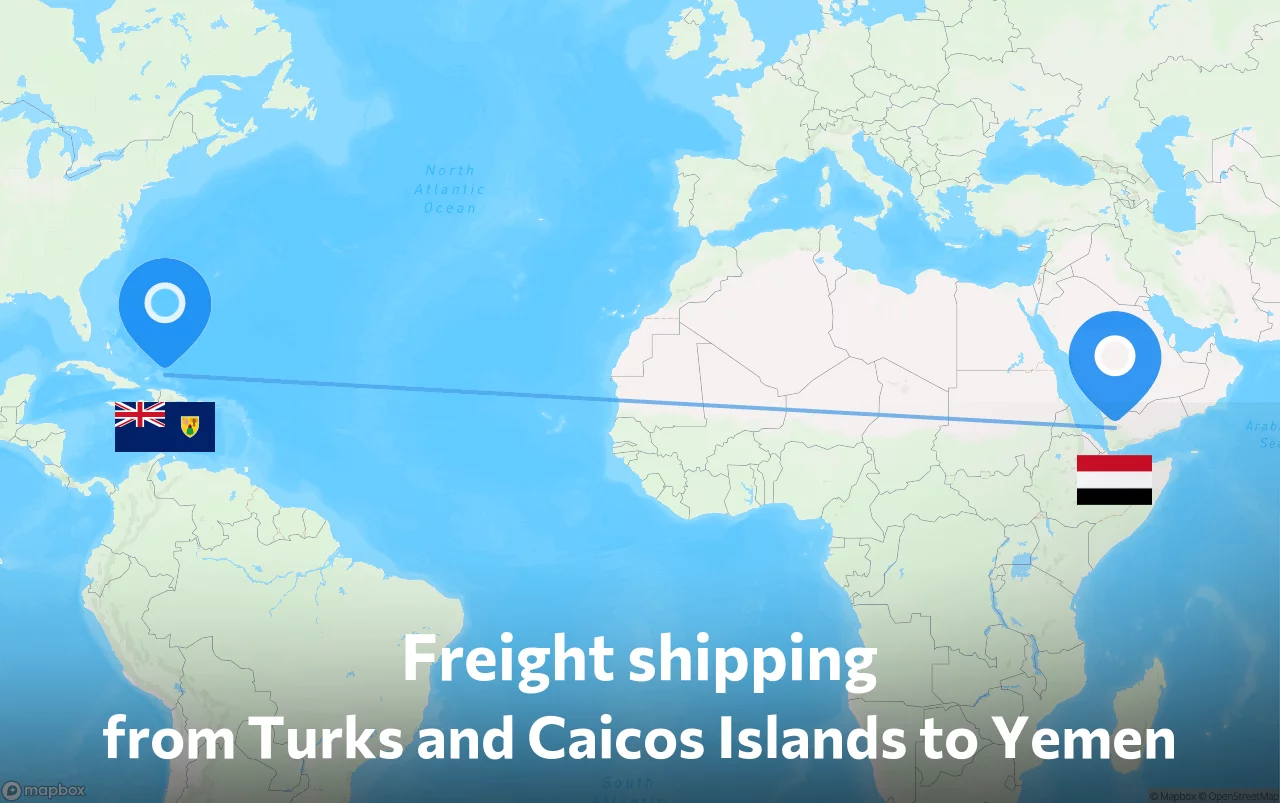 Shipping route from Turks and Caicos Islands to Yemen