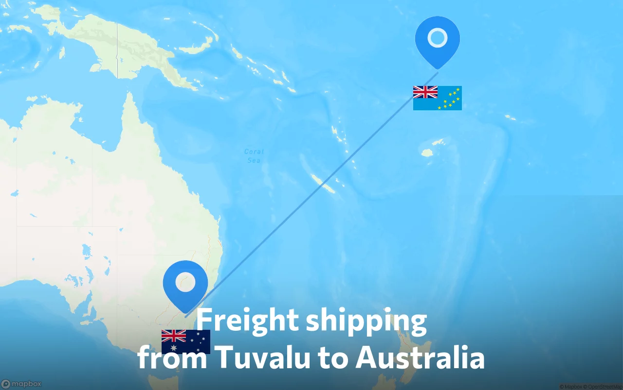Shipping route from Tuvalu to Australia