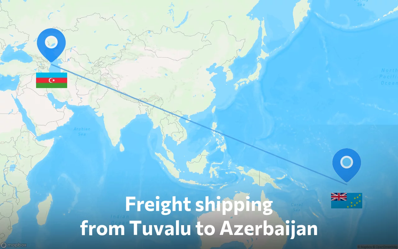Shipping route from Tuvalu to Azerbaijan