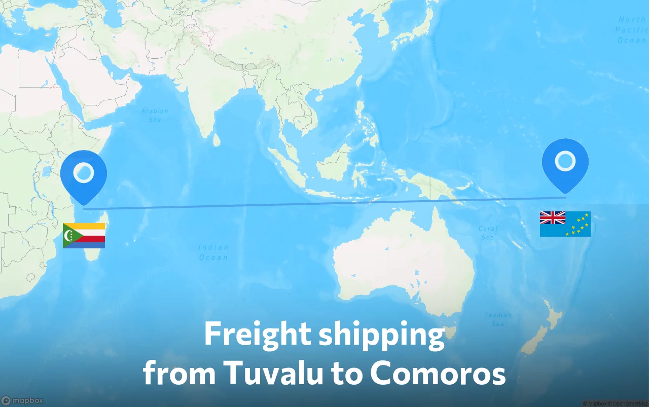 Shipping route from Tuvalu to Comoros