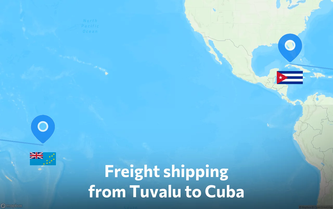 Shipping route from Tuvalu to Cuba